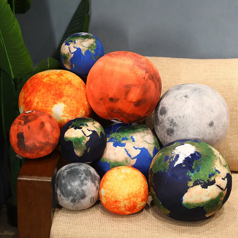 17cm/6.7in Solar System Planet Plush Toy Simulated Sun Earth Moon Mars Planet Throw Pillow Toy Kids Gift for Space Enthusiasts