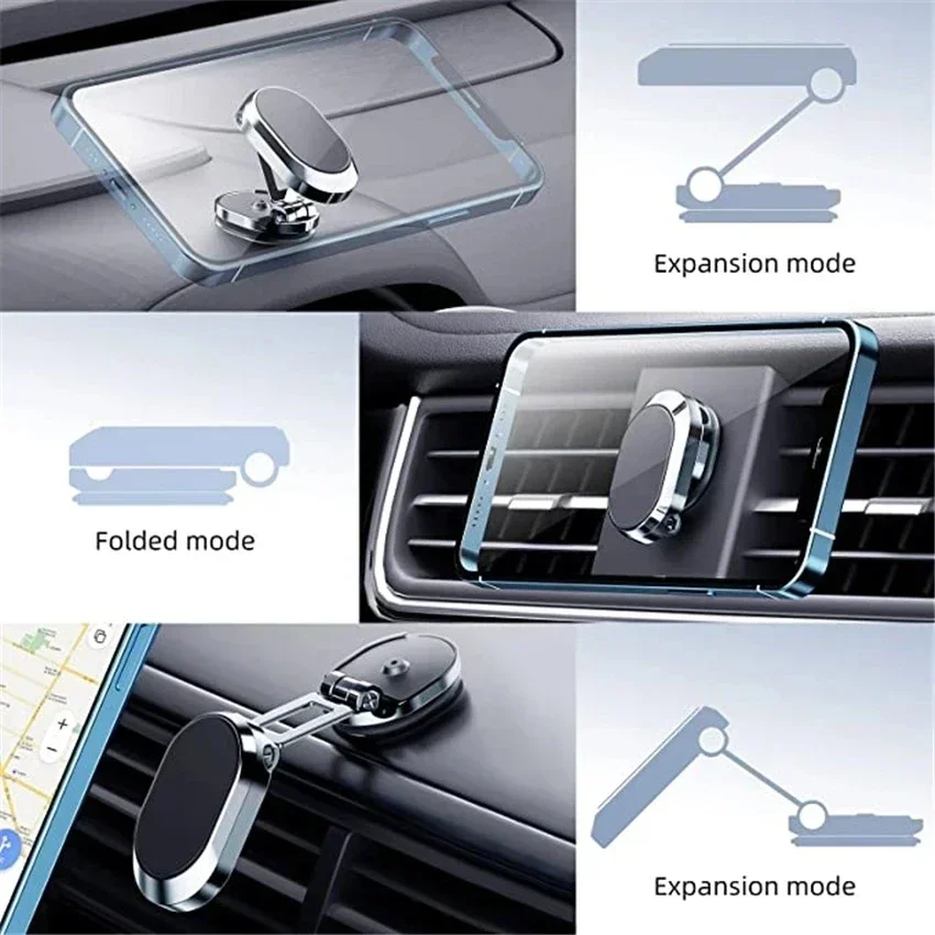 1080° Rotation Foldable Car Magnetic Phone Holder Universal Air Vent Mount GPS for iPhone Samsung in Car Cell Phone Holder Stand image 5