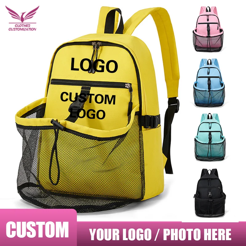 

Custom logo children Basketball Backpack Outdoor Sports Training Hiking Commuting Bag print photo Portable Football Sports bag