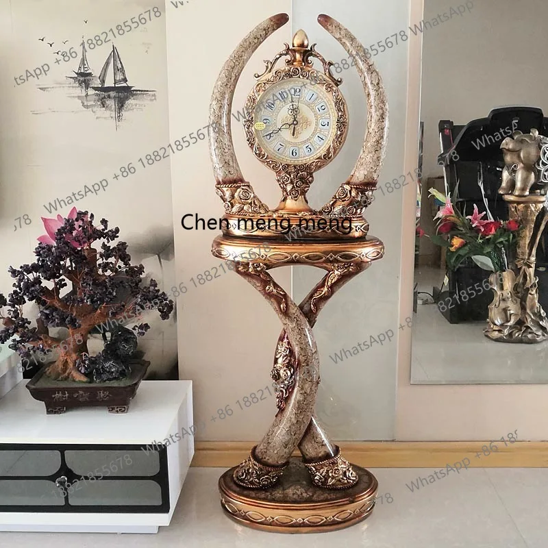

European floor clock living room retro clock creative fashion resin decoration standing clock silent