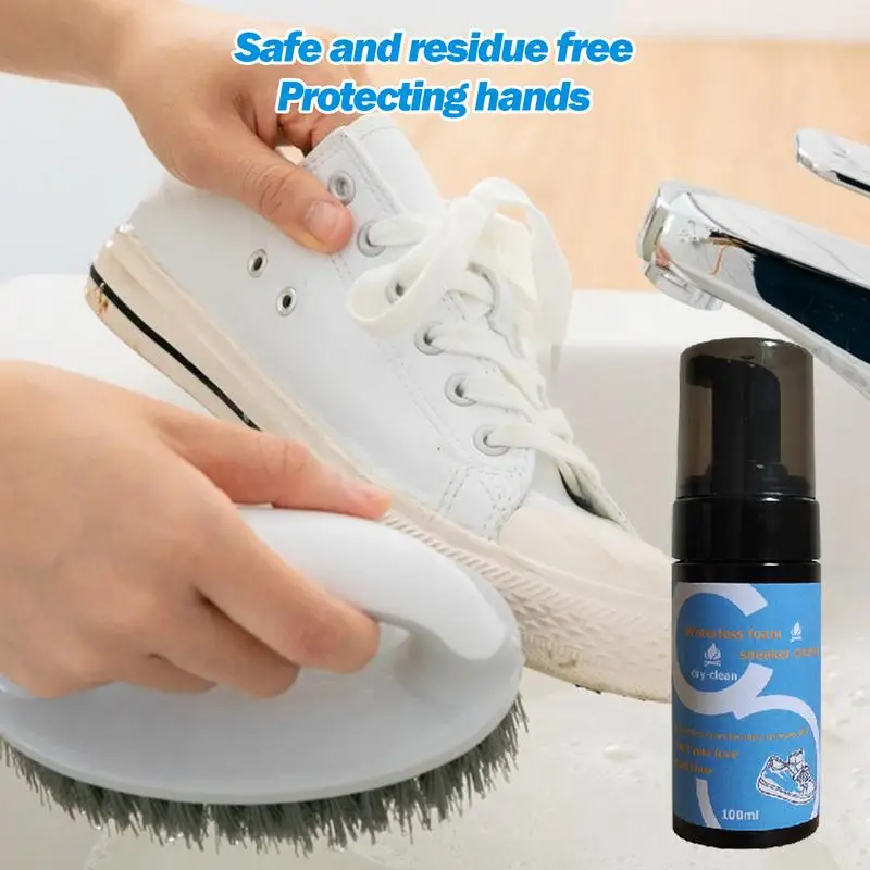 Shoe Cleaner For White Sneakers Rinse-Free Shoe Cleaning White Shoe Cleaner 100ml Shoe Whitener Sneaker Cleaner For Removes Dirt