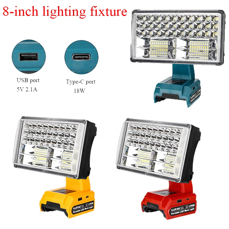 

Portable Outdoor Camping Light Cordless Torch for Makita/DeWalt/Milwaukee/Bosch/Black&Decker/Craftsman/Ryobi 18-20V Batteries