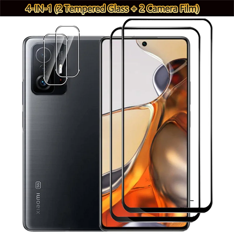 

4-IN-1, Tempered Glass + Camera Film for Mi 11T Pro High-quality Glass Mi11T Xiaomi 11 T Pro Screen Protector Xiaomi 11T