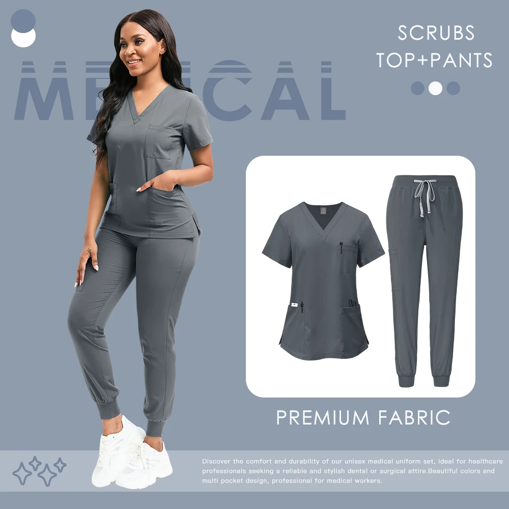 Atacado uniformes cirúrgicos médicos estiramento esfrega conjunto cuidados de saúde enfermagem workwear unisex dentista roupas mulher homem enfermeira uniforme