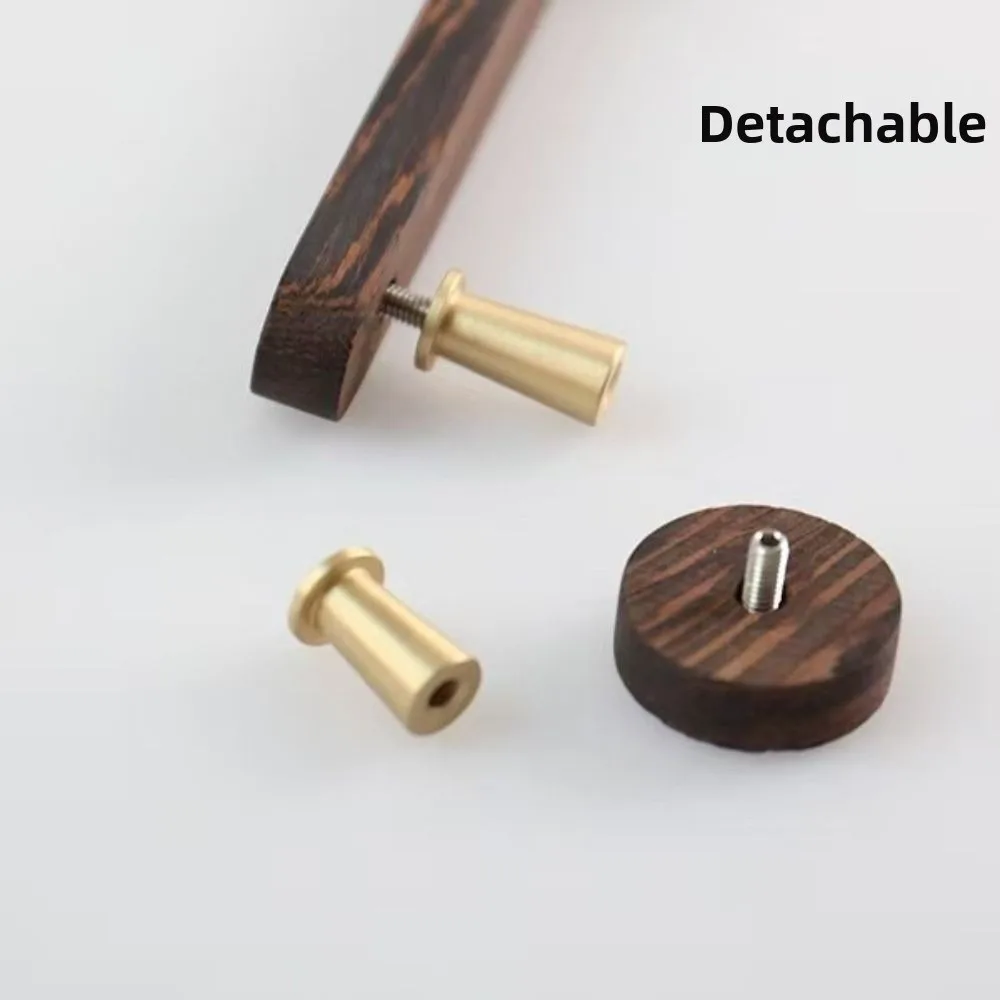 Simple Multipurpose Cabinet Pulls Durable Brass Walnut Wood Knobs Drawers Handles for Cupboard Wardrobe Drawer Door