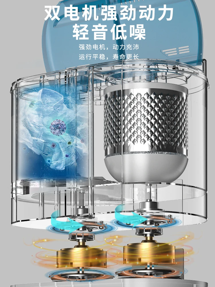 220V German VCJ Twin Tub Mini Semi Automatic Washing Machine with Spin Dryer for Home Use