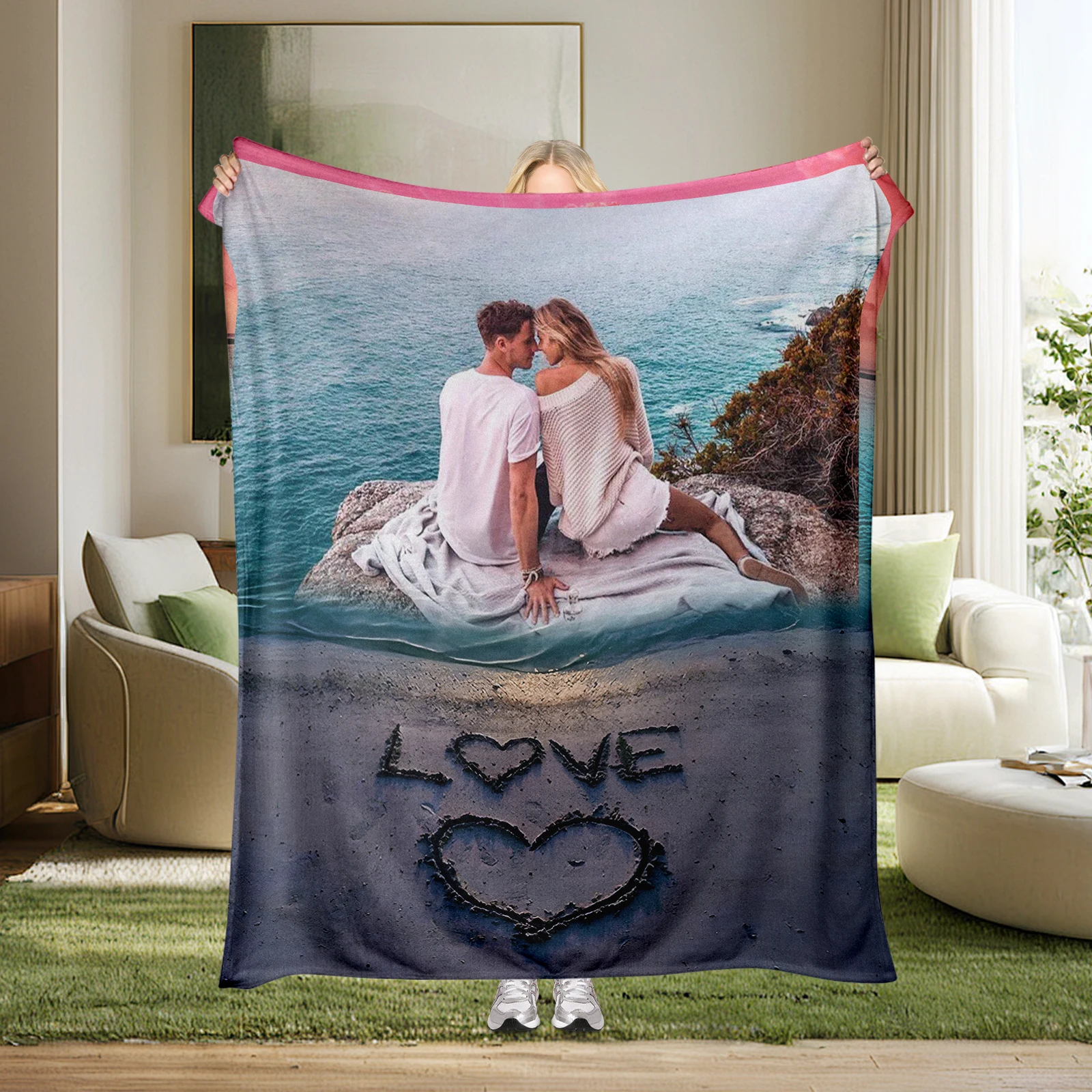 

Blanket with Pictures Customized DIY Photo Blanket for Couples Valentines Day Gifts for Her for Wife Husband Anniversarie