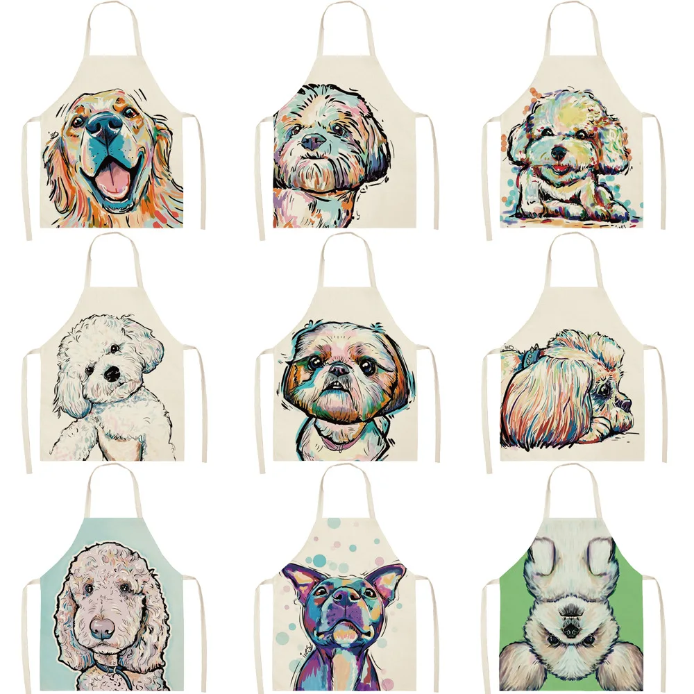 Kitchen household apron Nordic polyester Explosive dog animal series Polyester apron adult overalls Polyester material apron