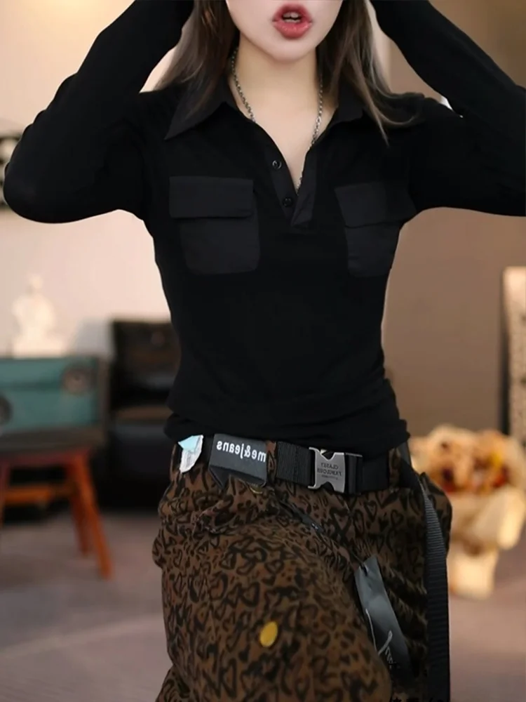 

Американский тонкий трикотажный топ с воротником-стойкой для женщин, весна-осень, новая повседневная модель, базовый слой, однотонный