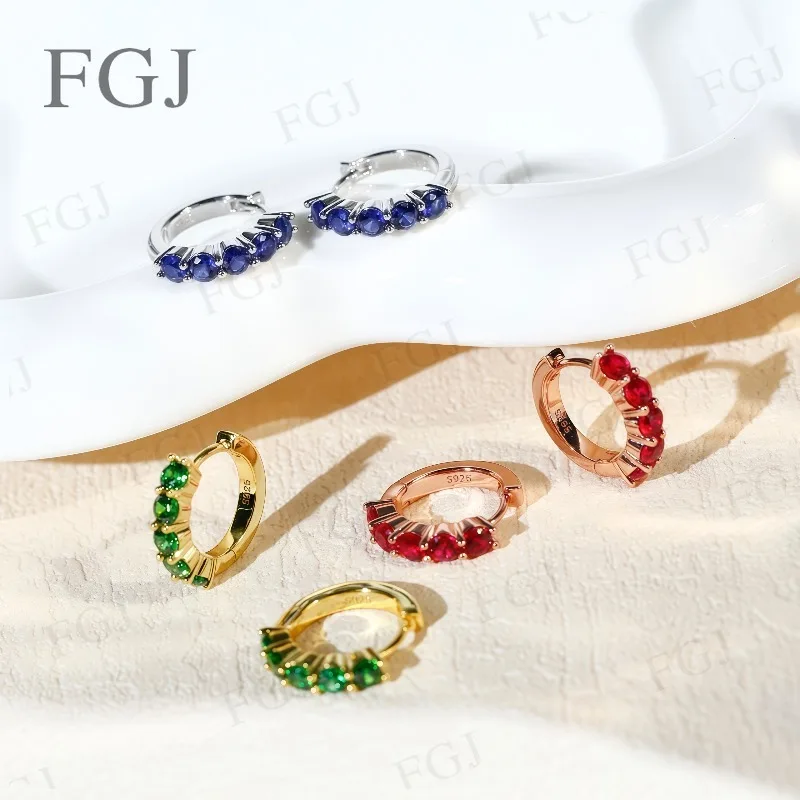 

Custom Stud Earrings Lab Columbia Ruby Sapphire Zambia Round Cut Colorful Sparkling for Engagement Wedding Band Jewelry Gifts