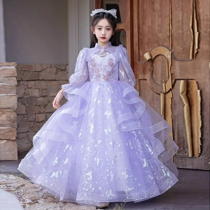 Anfitrião meninas vestido high-end luz luxo nicho aniversário das crianças princesa bonito estilo estrangeiro outono e inverno desempenho