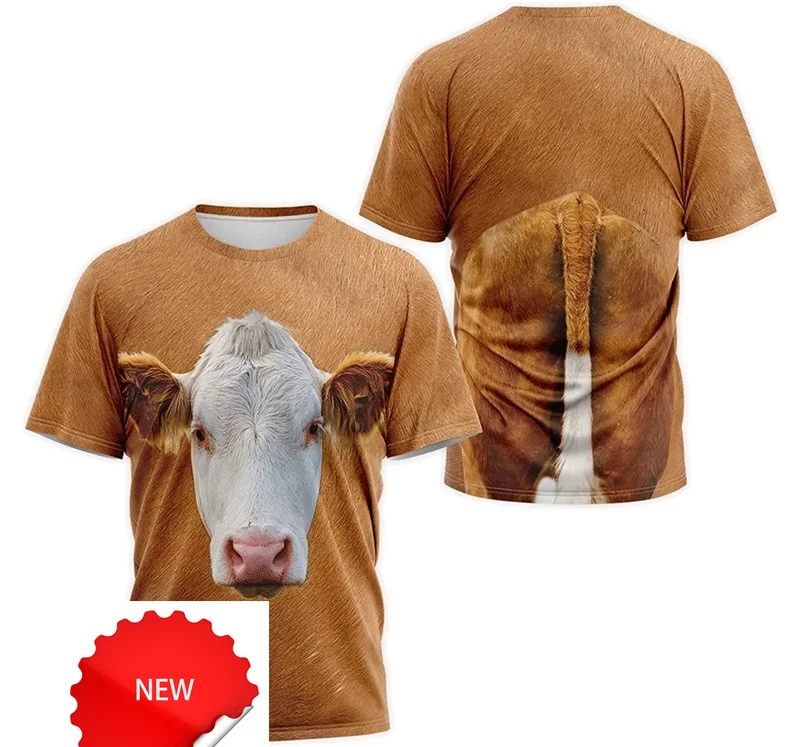 3D Print Animal Cow T-Shirts For Men Summer Short Sleeve Crew Neck Funny Cow Tee Shirt New In Men's Tee Shirts Tops