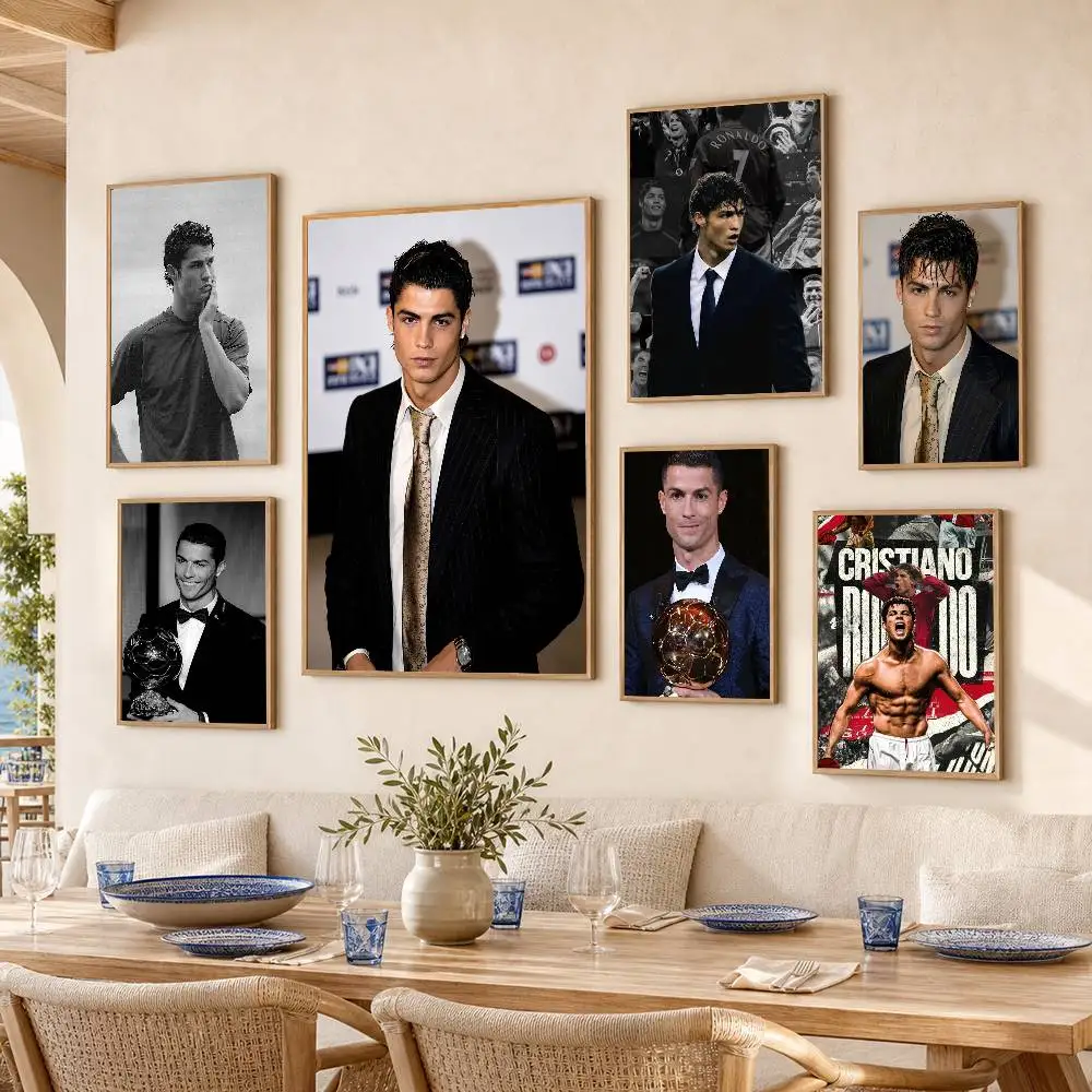 C-Cristiano Ronaldo Waterproof Self-Adhesive Wall Poster for Bedroom Living Room Home