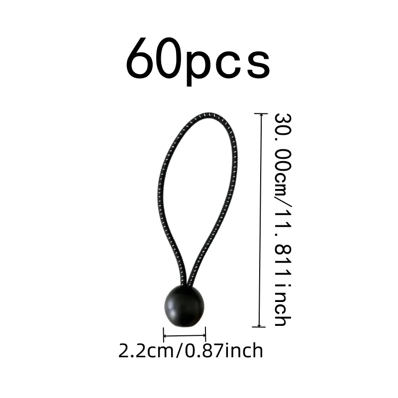 60 pcs 30cm Polka Dot Elastic Cords, Polka Dot Pattern Design, suitable for Tarpaulin Bracket Tie Down