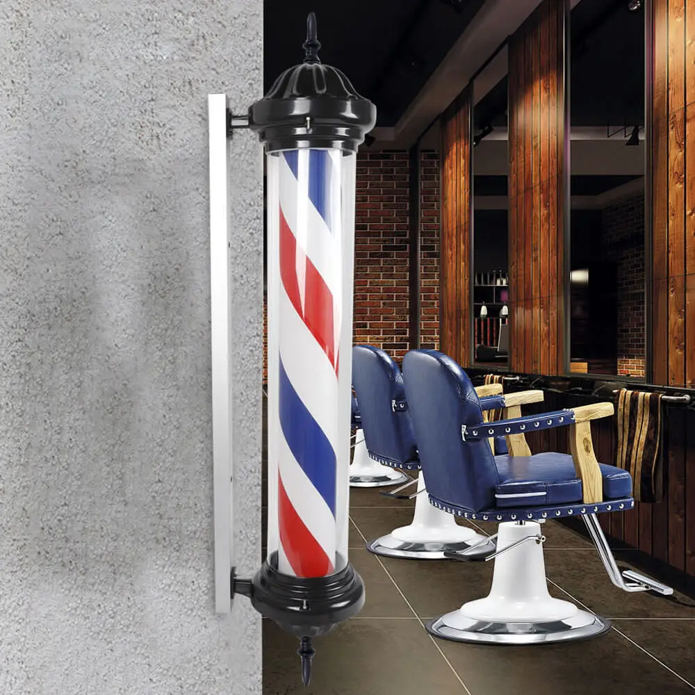 40" Barber Pole Rotating LED Light Hair Salon Outdoor Sign Red White Blue Stripe Indoor/Outdoor Wall Mounted Rotating Light