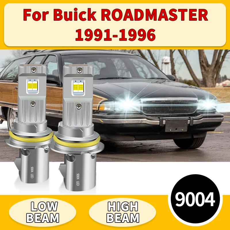 

2PCS 9004 HB1 LED Headlight Bulbs For Buick ROADMASTER 1991-1996 White High Low Beam Plug & Play 12V Auto Canbus with Fan