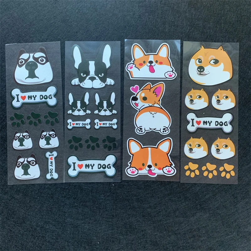 Husky corgi Fadou Shiba Inu stickers Motorcycle reflective waterproof stickers scooter helmet decoration Cover scratch stickers