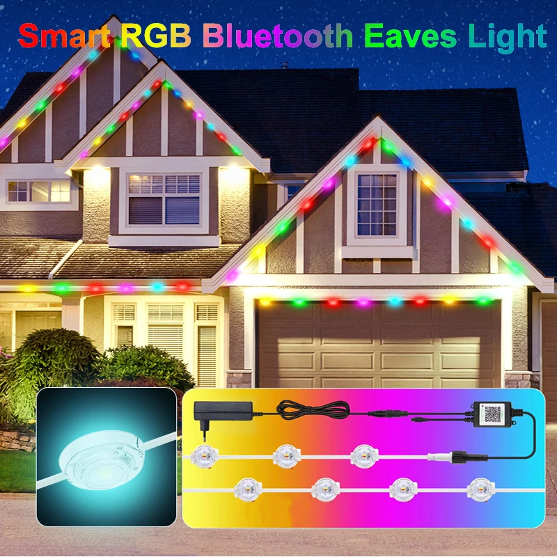 30/90M LED Eave Light Outdoor RGB Bluetooth Kit Waterproof Permanent Outdoor DIY LED Light String Full House Christmas Lighting