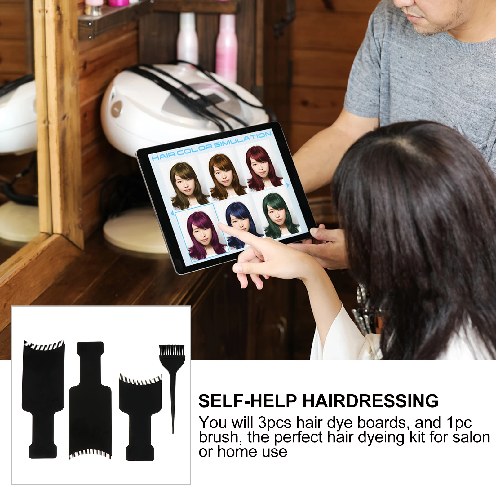 

4pcs Hair Coloring Kit Plastic Dye Boards Brush Set Salon Home Use Highlighting Color Protection Comb Tool Dyeing Supplies