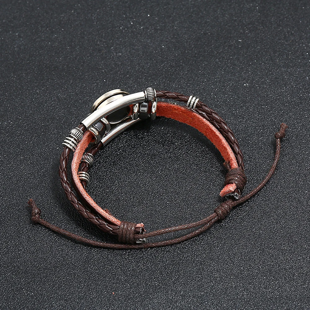 Adjustable Interchangeable 185 Real Leather Bangle Fit 18mm Snap Button Bracelet Charm Jewelry Women Men Gift