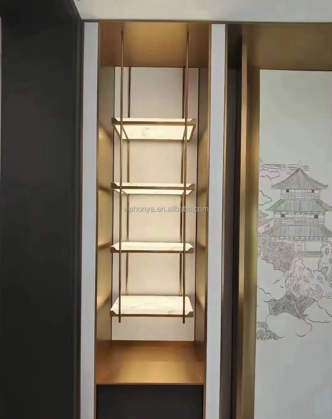 

Шкафы для хранения, подвесная винная полка для домашних винных с полками из слюды