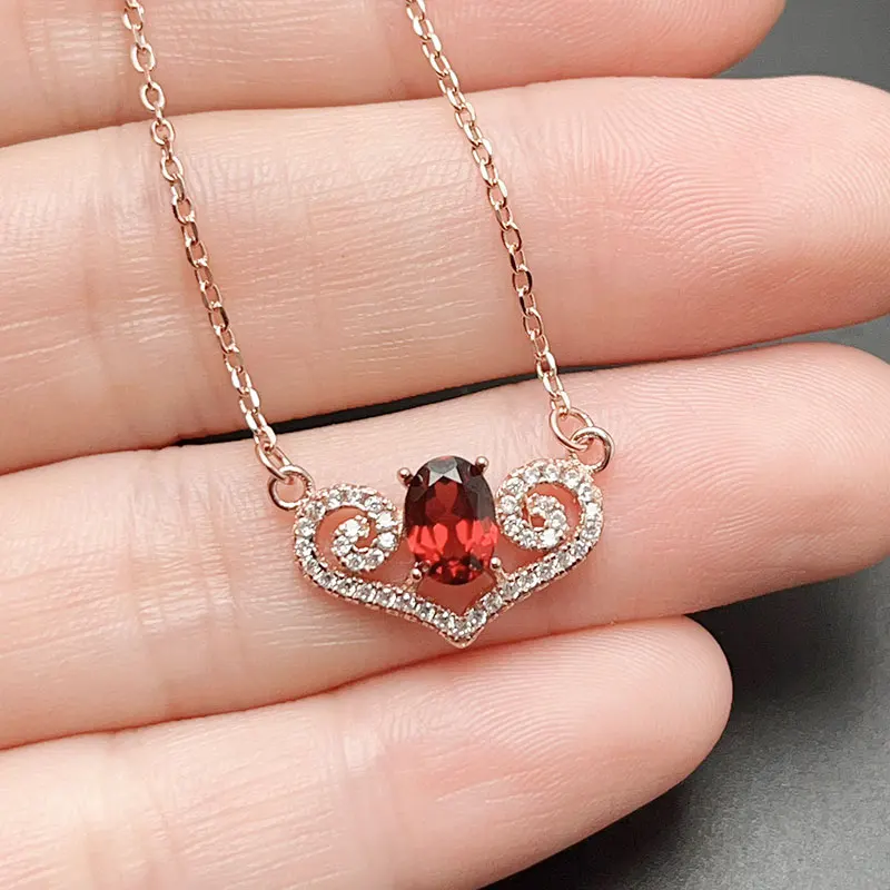 real-natural-garnet-pendant-for-office-lady-5-7mm-vvs-garnet-necklace-pendant-925-silver-garnet-jewelry-with-certificate