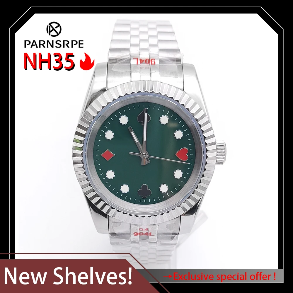 

36/39mm Art design poker dial NH35 automatic movement mechanical watch Luminous waterproof Hard sapphire mirror