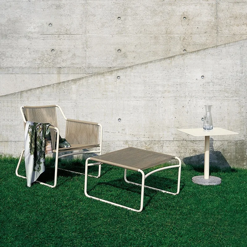 Leisure rattan outdoor dining table and chairs simple solid wood