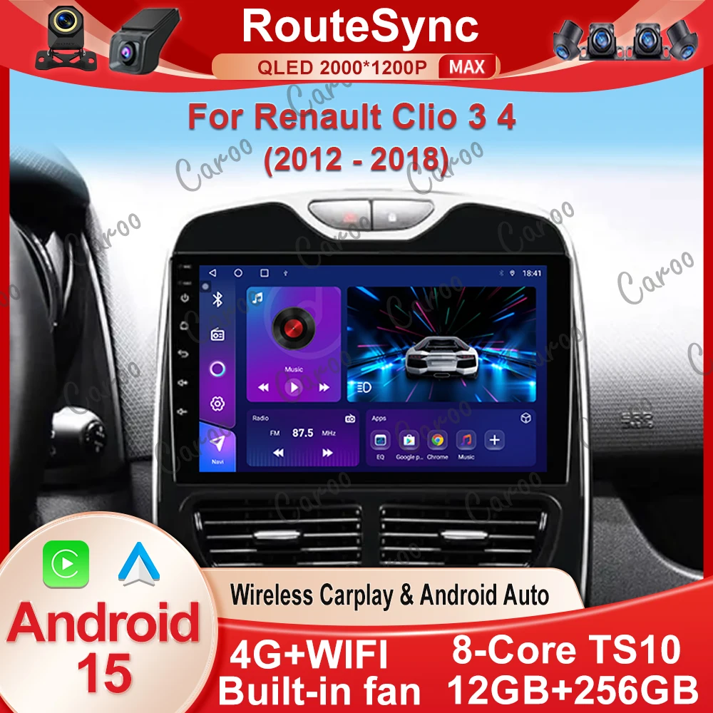 Android 15 Auto Carplay For Renault Clio 3 4 2012 - 2015 2016 - 2018 Car Radio Video Multimedia Player Stereo Audio GPS 4G WIFI