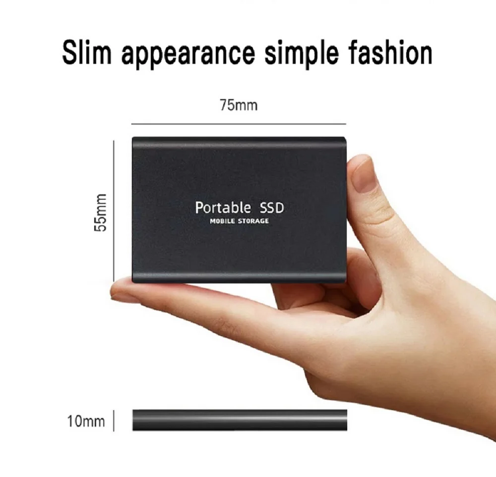 2024 New External Hard Drive 1TB Storage Drive Mini Solid-state SSD USB3.1 HDD 2TB Portable External HD Hard Disk for Mac/Phone