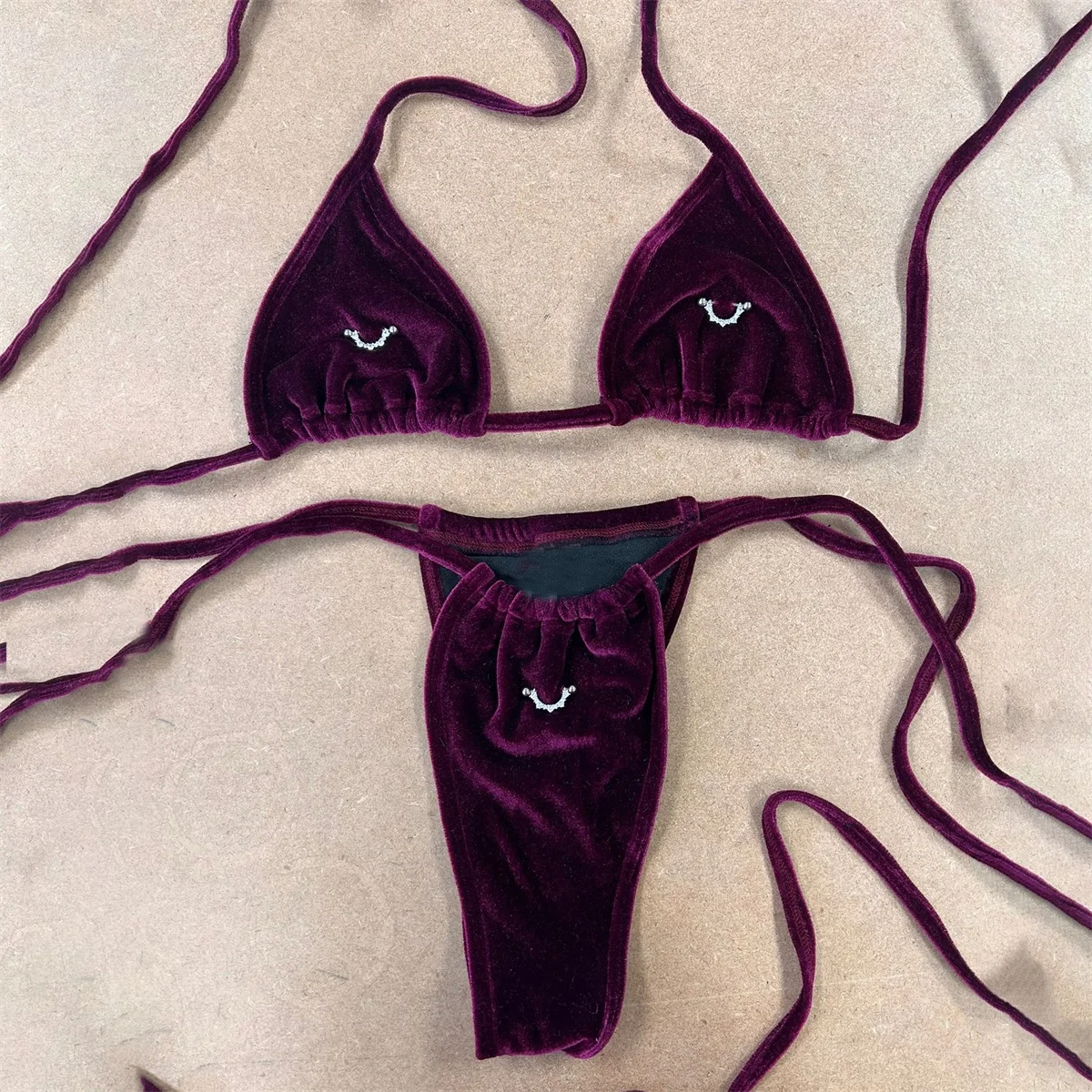 Micro Bikinis 2026 Sexy Women Swimsuit Push Up Swimwear Solid Bikini Edgy Biquini Diamond Bathing Suit Hollow Beachwear Female