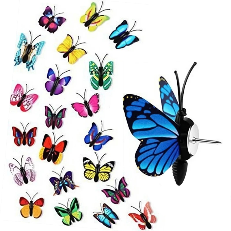 コルクボードマップと写真用のバタフライプッシュピンセット、カラフルなサムタックの盛り合わせ、装飾プッシュピン、50個