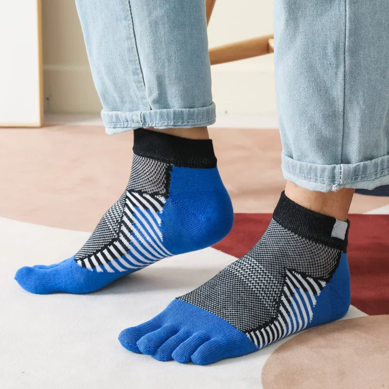5 paires de chaussettes à cinq doigts pour hommes, en coton fin, à Tube bas, en maille respirante, absorbant la sueur, chaussettes de sport à Tube court