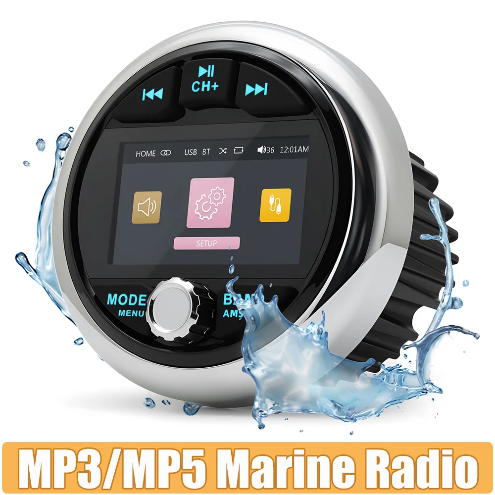 

MP3 / MP5 Marine Radio Boat Stereo Bluetooth-compatible FM AM Media Audio System Waterproof Accessories For Yacht ATV UTV SUV