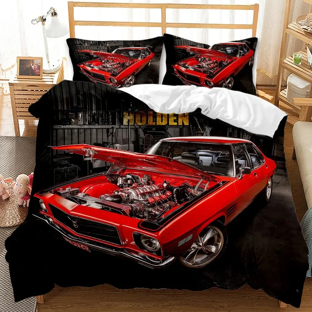 Vintage Duvet Cover Set Classic Car Automobile Mechanic Nostalgic 50s Bedding Set Twin Queen King Full Polyester Quilt Cover