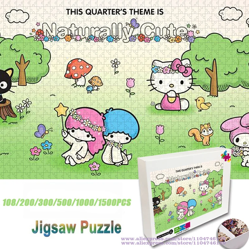 

Пазл с персонажами Sanrio, мультяшный Hello Kitty, 108/200/300/500/1000/1500 шт., интеллектуальные пазлы, подарок на день рождения/Рождество