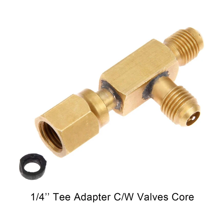 2X Air Conditioner Ball Valve 1/4 Inch SAE Adapter And 1/4 Inch Valves Core Quick Coupler,For R134A Refrigerant