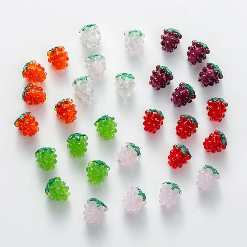 Nowy 2 szt. 12x15mm wykwintne winogrono Lampwork koraliki szklane owoce wielokolorowe koraliki dystansowe dla kobiet naszyjnik kolczyk DIY tworzenia biżuterii