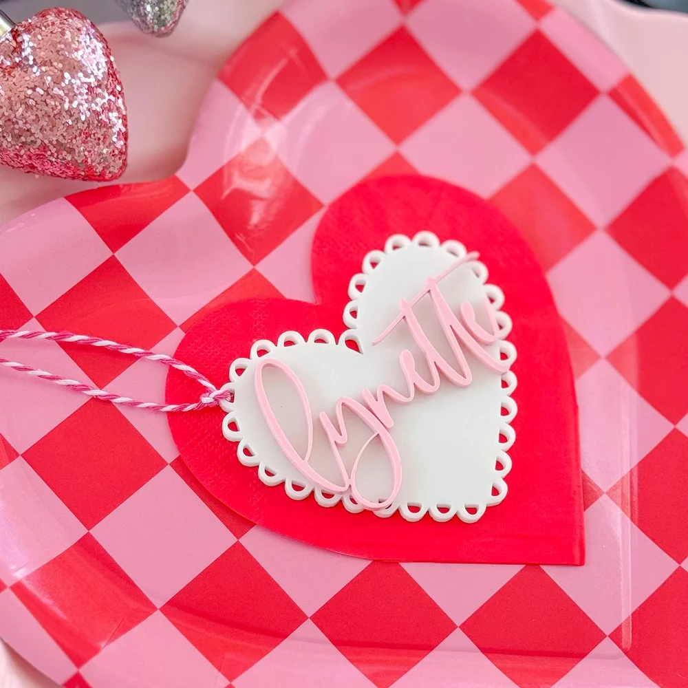 1/5 قطعة اسم شخصي سلة هدايا عيد الحب علامة هدية عيد الحب علامات القلب سلة اسم القلب علامات فقط العلامات