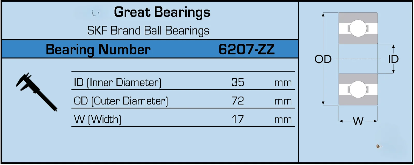 SKF 6207-ZZ C3 Brand Metal Shield Ball Bearing 35x72x17 6207 2Z 6207Z