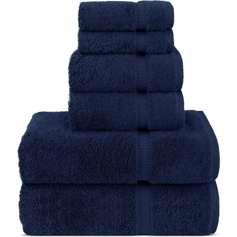 

Chakir Turkish Linens Luxury Spa and Hotel Quality Premium Turkish Cotton 6-Piece Towel Set (2 x Bath Towels, 2 x Hand Towels