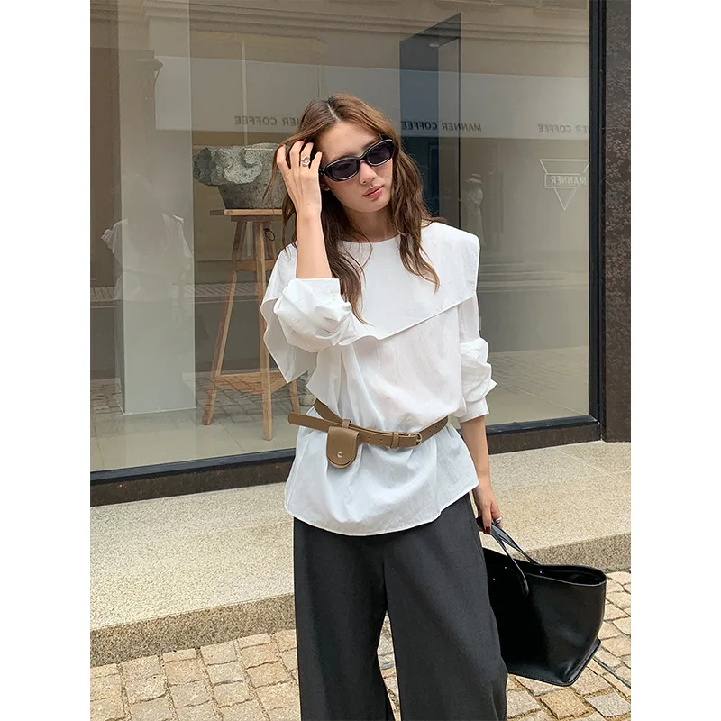 2025 Tencel Irregular Lace Shirt Autumn New Design Loose Shirt Europe and America