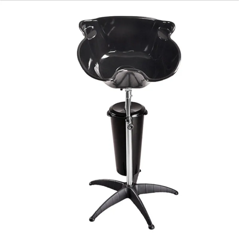 Height Adjustable Sitting Shampoo Basin, Portable Vertical Movable Hair Wash Sink with Water Bucket for Salon