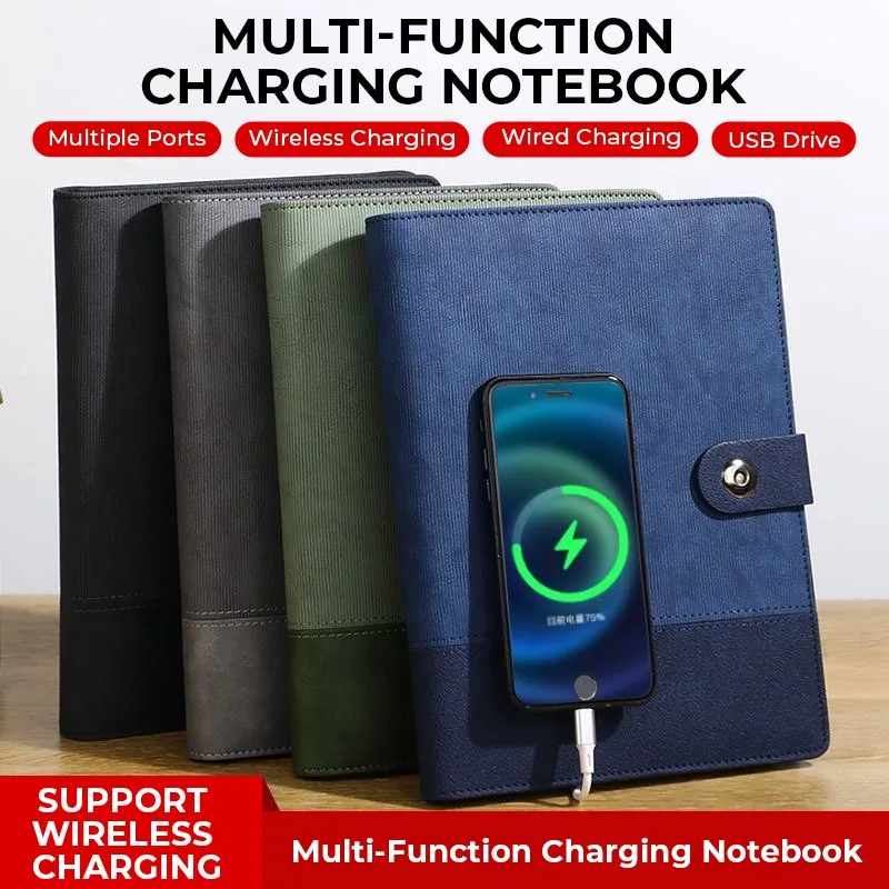 دفتر ذكي شحن لاسلكي 8000 مللي أمبير في الساعة مزود طاقة للطلاب مصمم رجل الأعمال تسجيل الملاحظات بلوتوث الكتابة المفكرة #1