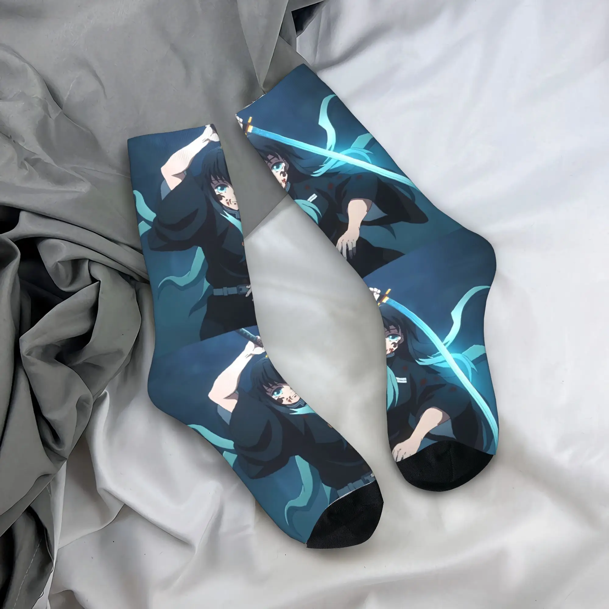 

Носки Muichiro Tokito, модные мужские чулки, мягкие дышащие уличные носки, осенние антибактериальные носки с рисунком