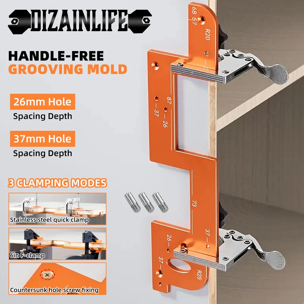 

Woodworking Handle Slotting Template Tool Invisible Embedded Metal Cabinet Door Opener Wardrobe Needed Slot Positioning Grooving