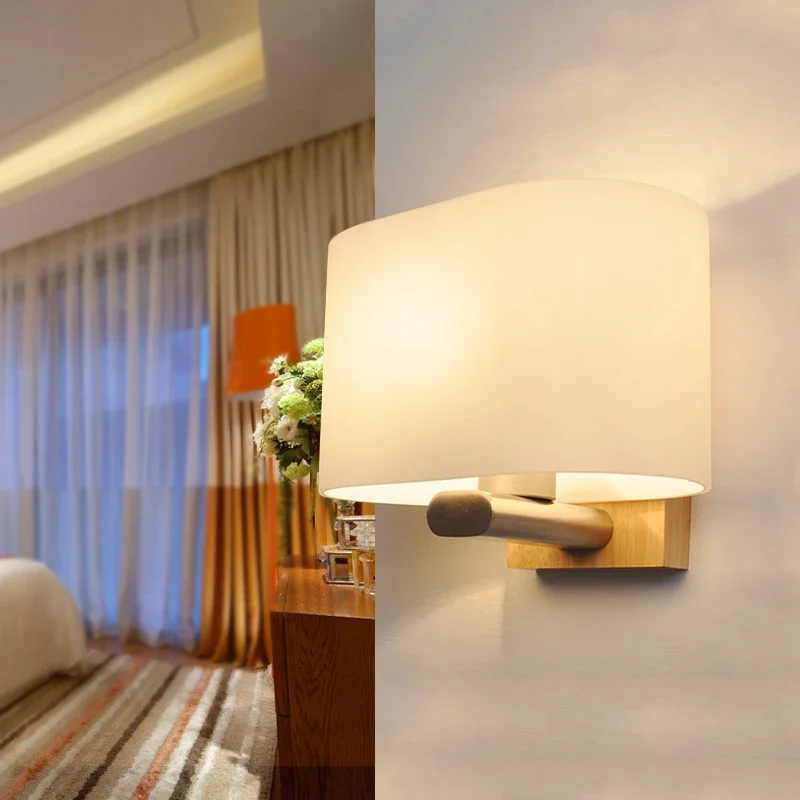 

Modern 5W LED Wooden Wall Lamps Nordic Frosted Glass Wood Sconce for Bedroom Living Room Corridor Hotel - Energy Efficient Light