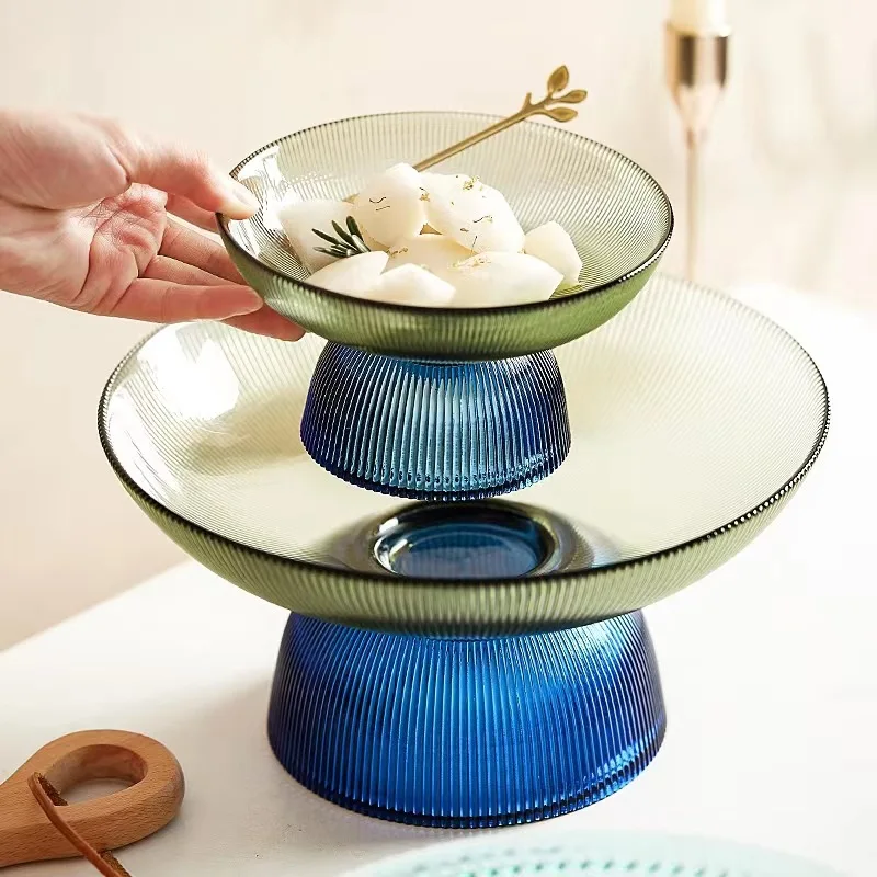 Eco-Friendly Multifunctional Glass Fruit Tray Candy Bowl Snack Plate Separated Design for Home Decor Table Centerpiece Storage
