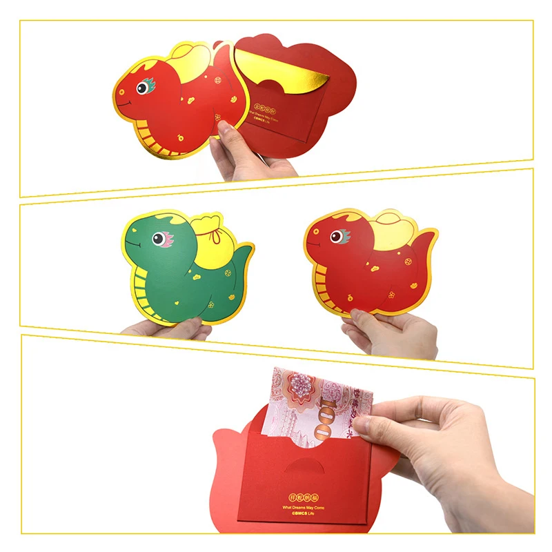 

1Pc 2025 Chinese New Year Red Envelopes Year Of Snake Red Pocket Money Gift Envelope Wedding Gift Bag Good Luck Hongbao