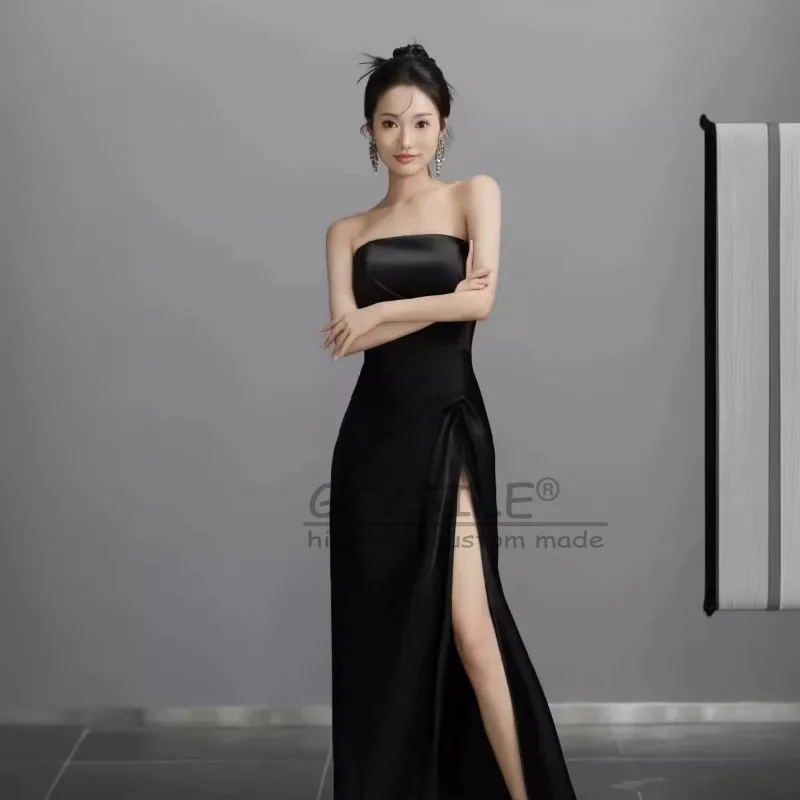 GIYSILE Abito da sera sottile nero sexy moda personalizzato Abito da donna di fascia alta con temperamento per banchetti con sensazione avanzata